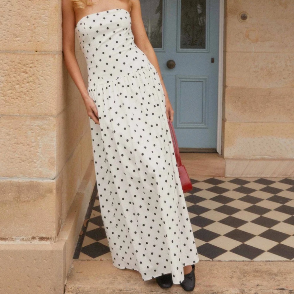 Andorra Maxi dress - white polka dot